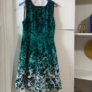 Vince Camuto Floral Print Ombre Fitted Flare Dress